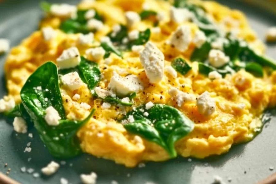 Scrambled Eggs with Spinach & Feta