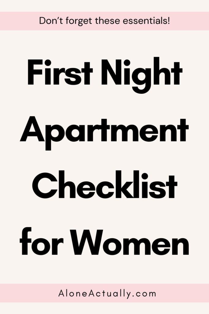 First Night Apartment Checklist for Women Pin