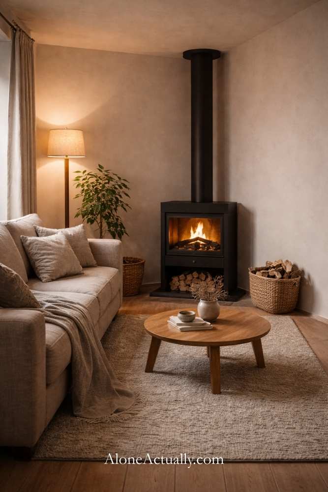 Corner Standalone Fireplace for Small Living Rooms