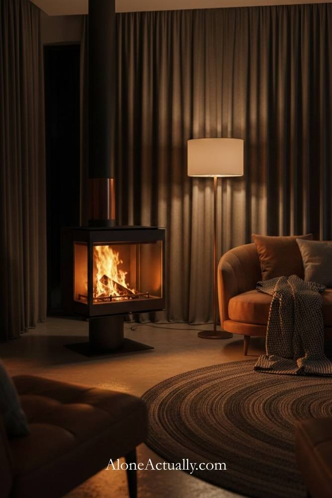 Standalone Fireplace Creating a Cozy Evening Zone